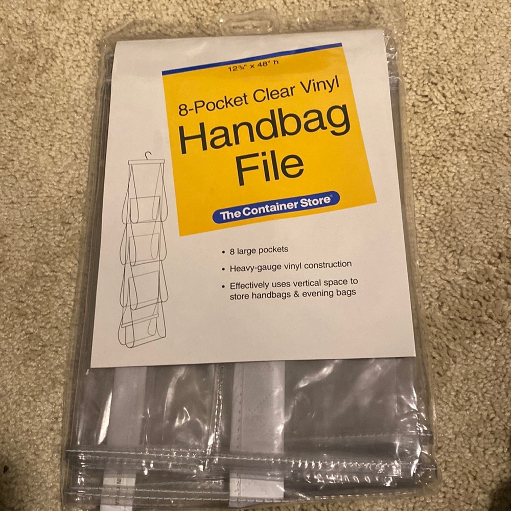 NWT Container Store 8 Pocket Clear Vinyl Handbag File